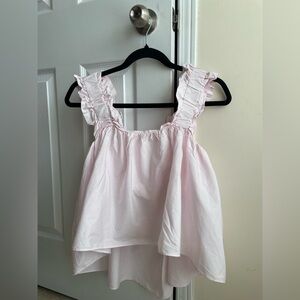 NWOT ZARA 100% Cotton Pink Ruffled Top
